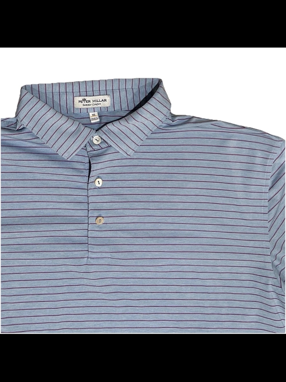 Peter Millar Polo Men’s XL Blue Pink Stripe Summer Comfort Golf Lightweight